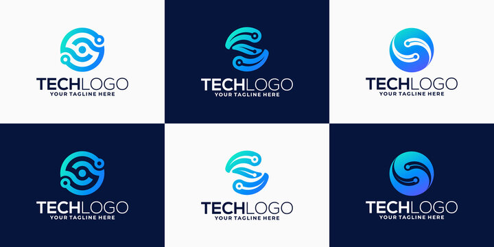 set of gradient letter S logo technology