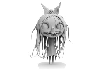 Cartoon Character horrible zombie Girl 3d-illustration 3d-rendering