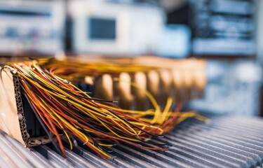 Bundle of cut thin wires with color connections