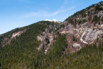 Railroad trestle bridge at Tunnel Mountain near Skagway, Alaska