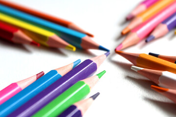 pencils on white background