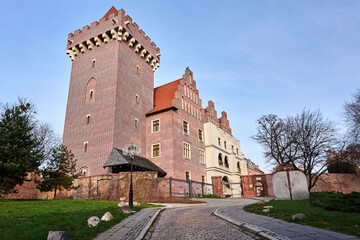 Fototapeta na wymiar tower red brick reconstructed royal castle