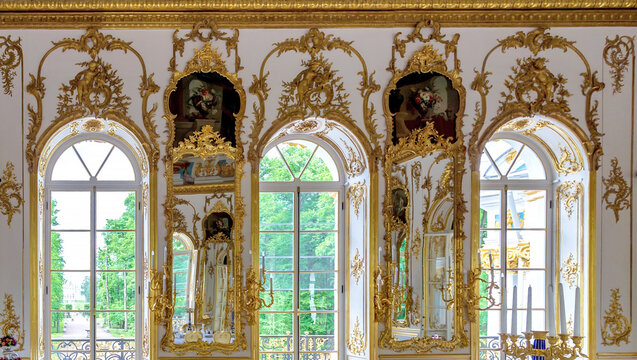 Hermitage pavilion Interior mechanical table. Catherine Park in Tsarskoe Selo Pushkin, St. Petersburg, Russia, June 3, 2014
