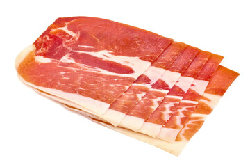 Jamon slices, isolated on white background. High resolution image.
