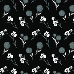 black and white floral seamless pattern for for fabric printing, scrapbook paper, wrapping paper, textiles and fabric print.