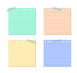 Realistic sticky notes isolated with real shadow on white background. Square sticky paper reminders with shadows, paper page mock up. 