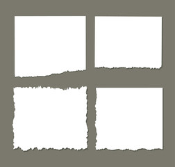 Obraz premium White torn stripes, Paper different scraps set, notepad, notes for text or message stuck