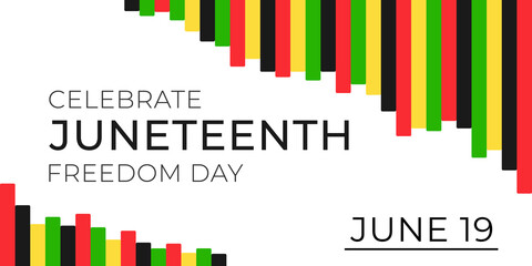 Juneteenth Freedom Day banner. African-American Independence Day, June 19, 1865. Vector illustration of design template for national holiday poster or card