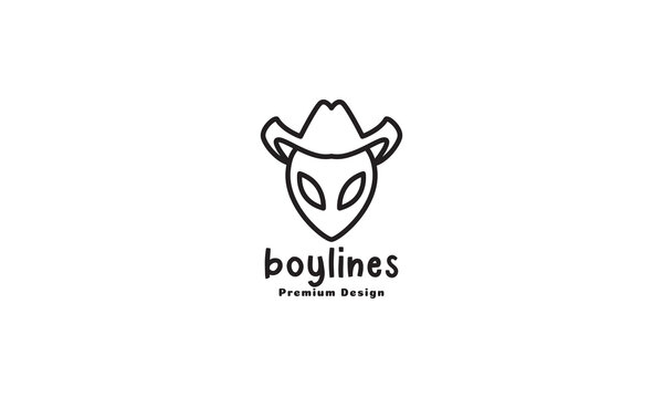 aliens with cowboy hat logo symbol vector icon illustration graphic design