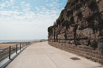 Beautiful view of Ramsgate East Cliff Promenade and the Beach on sunny day