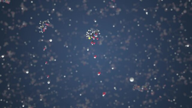 Molecule of Meropenem. Molecular model, looping seamless 3d animation