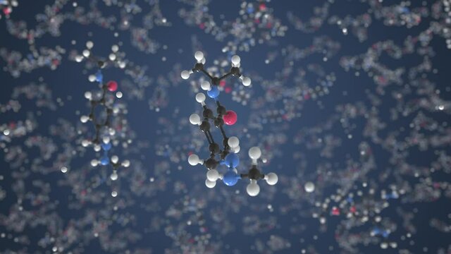 Procarbazine Molecule. Molecular Model. Looping Seamless 3d Animation