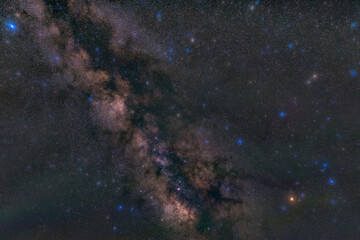 The galactic center and visible airglow photographed from Deutwang in Germany.