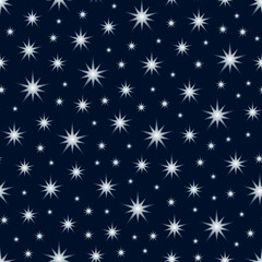 Stars seamless pattern on dark blue background
