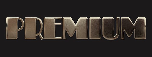Premium lettering with 3D render and metallic gold texture isolated on black background