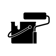 Roller painting icon, painting logo isolated on white background