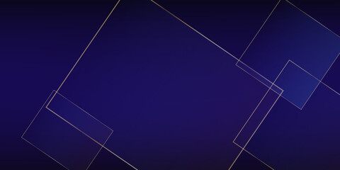 Blue Sky Business Border with Gold Lines. Silver Rich VIP Geo Design. New Year Squares Cover. Royal Premium Low Poly Frame. Dark Blue Luxury Card. 3D Abstract Polygonal Sparkle Background.