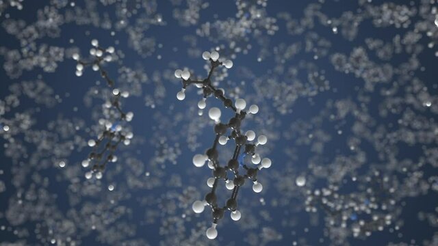 Molecule of Terbinafine. Molecular model, looping seamless 3d animation
