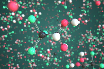 Chloral hydrate molecule made with balls, scientific molecular model. Chemical 3d rendering