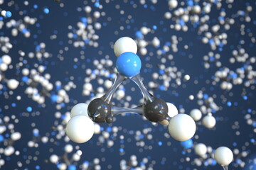 Molecule of aziridine, conceptual molecular model. Conceptual 3d rendering