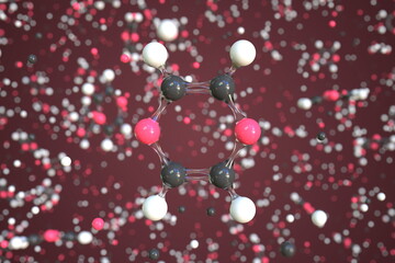 Molecule of dioxin, conceptual molecular model. Scientific 3d rendering - obrazy, fototapety, plakaty