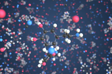 Molecule of Dopamine. Molecular model, conceptual 3d rendering