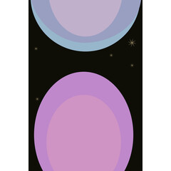 Abstract ovals on dark background, space illustration with planets, vector