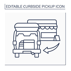 Curbside pickup line icon.Shipping box into vehicle trunk. Order and delivery. Contact-free delivery concept. Isolated vector illustration. Editable stroke