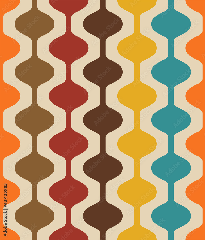 Wall mural retro seamless pattern - colorful nostalgic background design