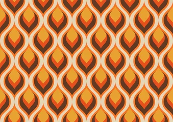 Cercles muraux Orange Modèle sans couture rétro. Couleurs et texture tendance