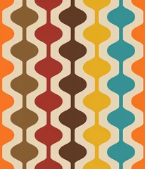 Tapeten Beige Nahtloses Retro-Muster - farbenfrohes nostalgisches Hintergrunddesign