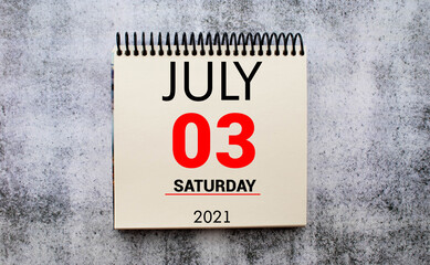 Save the Date written on a calendar - July 03
