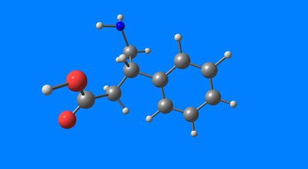 Phenibut molecular structure isolated on blue