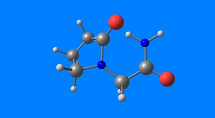 Piracetam molecular structure isolated on blue
