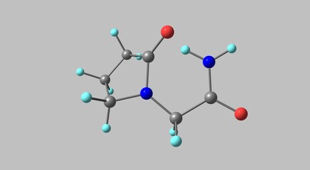 Piracetam molecular structure isolated on grey