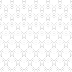 Fish scales seamless pattern. Mermaid or dragon scales outline drawing endless background. Part of set.