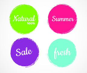 Handwritten with color circle brush stroke backgrounds for business, banner, promotion and advertising. Abstract vector banners. Design illustration elements. - Vector