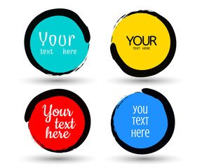 Handwritten with color circle brush stroke backgrounds for business, banner, promotion and advertising. Abstract vector banners. Design illustration elements. - Vector