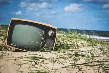 TV on the sand of the sea