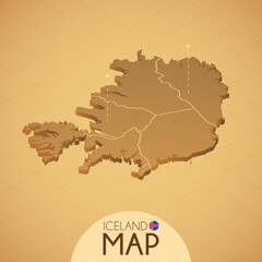 Country Iceland Map old style geography vector illustrator