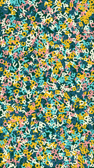 Falling letters of English language. Pastel flying words of Latin alphabet. Foreign languages study concept. Enchanting back to school banner on blackboard background.