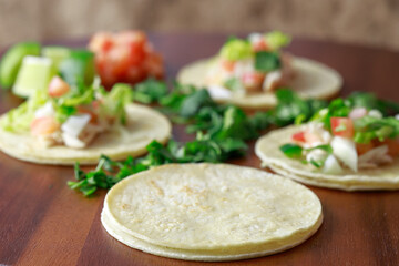 Empty tortilla shell waiting for ingredients.