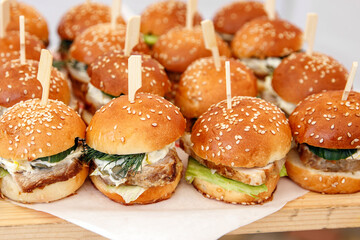 A lot of small burgers.