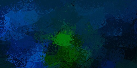 Dark Blue, Green vector backdrop with triangles, lines.