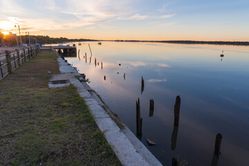 Naklejka premium sunset on the banks of the river in Argentina