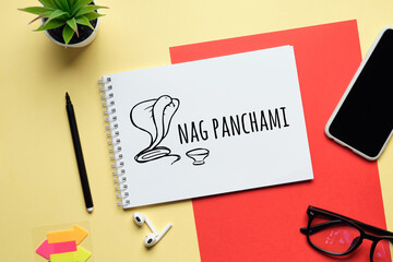 Holiday nag panchami drawn on a notebook