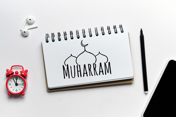 Holiday Islamic Muharram drawn on a notebook