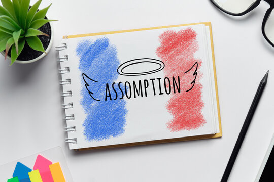 French Holiday assomption drawn on a notebook
