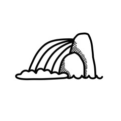 waterfall doodle icon, vector color line illustration
