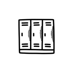 lockers doodle icon, vector color line illustration
